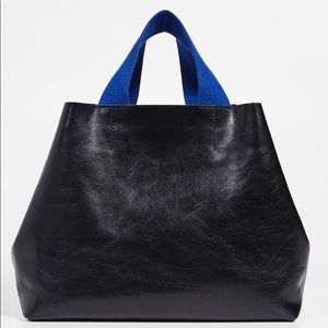 Clare V. Bateau Tote - Black Cowhide Leather